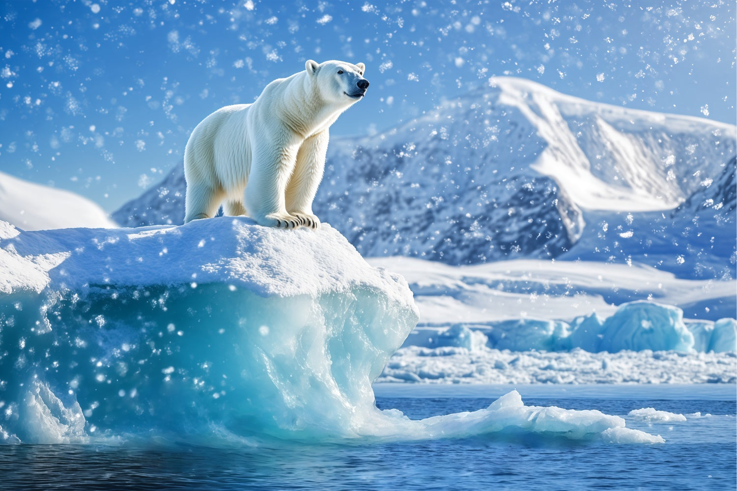 Snow Backdrop Polar Bear Majesty Iceberg Backdrop UK BRP57-384