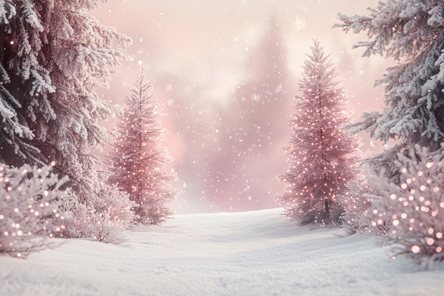 Winter Photography Backdrops Enchanted Blush Pine Backdrop UK BRP57-386
