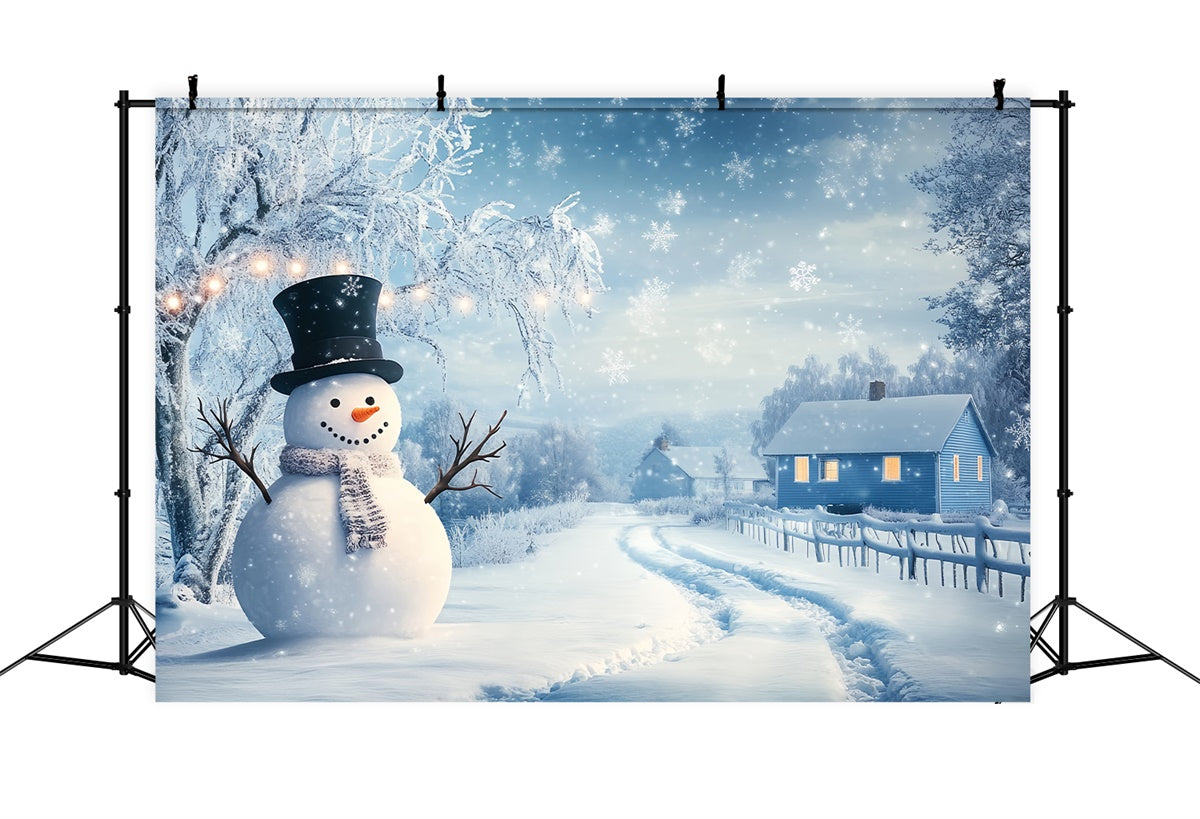 Winter Scene Backdrop Snowman Holiday Village Backdrop UK BRP57-387