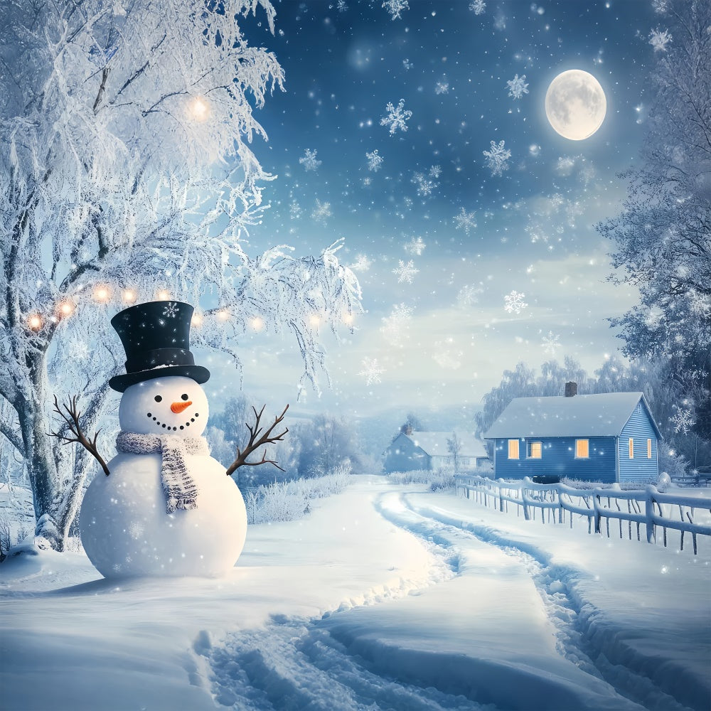 Winter Scene Backdrop Snowman Holiday Village Backdrop UK BRP57-387
