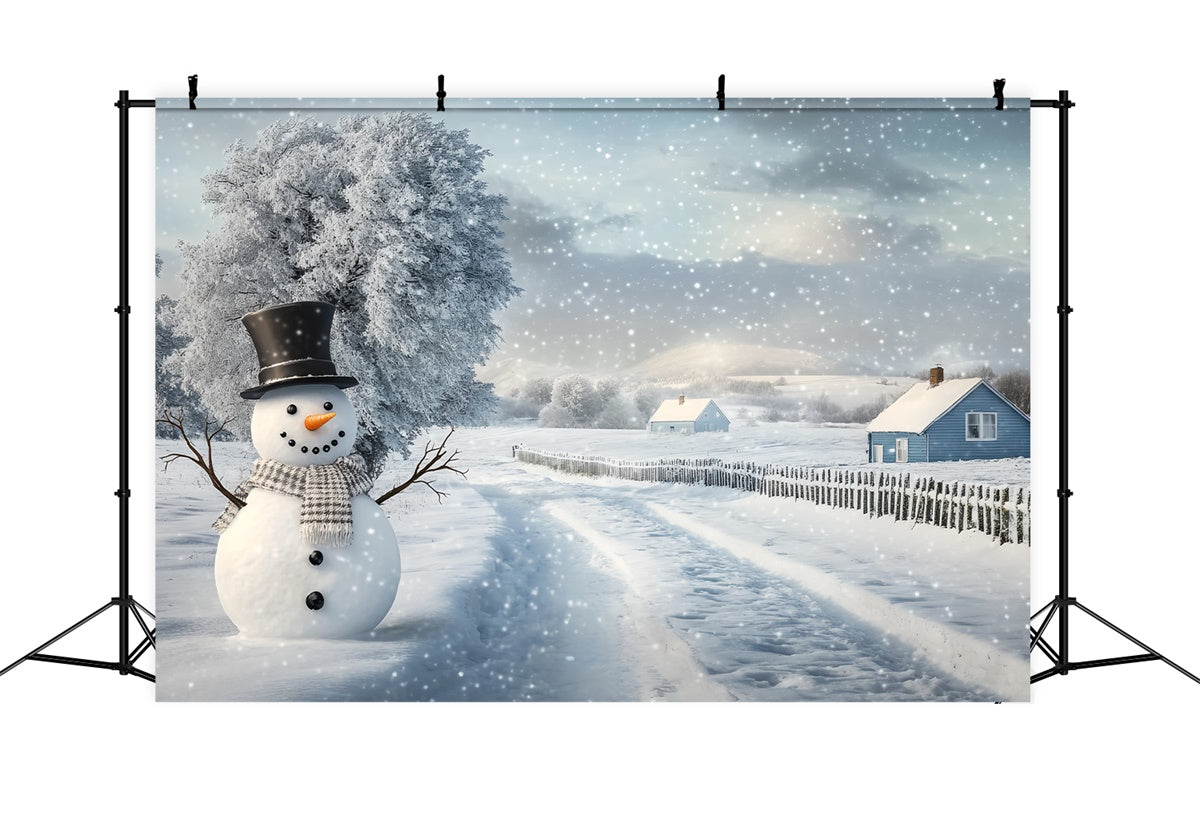 Winter Snow Backdrop Serene Path Snowman Backdrop UK BRP57-389