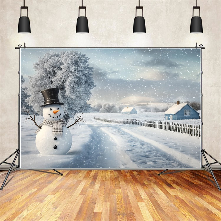 Winter Snow Backdrop Serene Path Snowman Backdrop UK BRP57-389