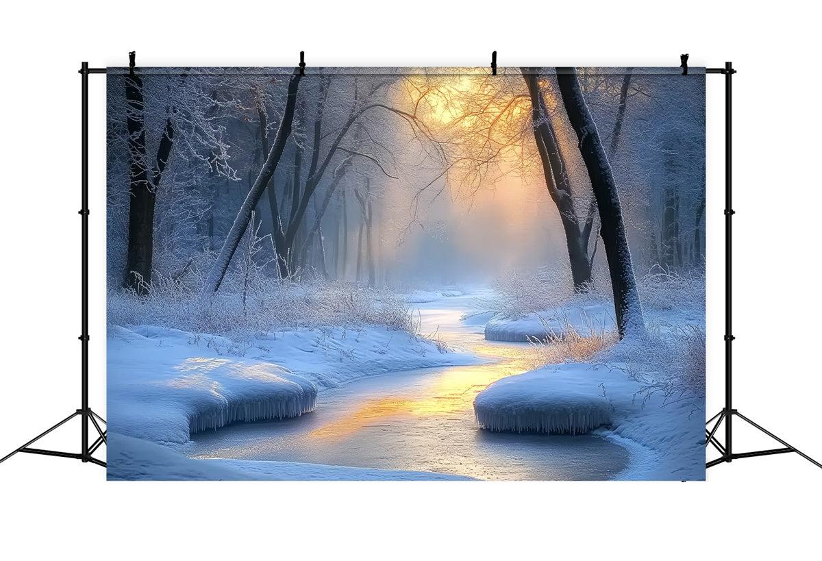Winter Wonderland Backdrop Frost Forest Stream Backdrop UK BRP57-391