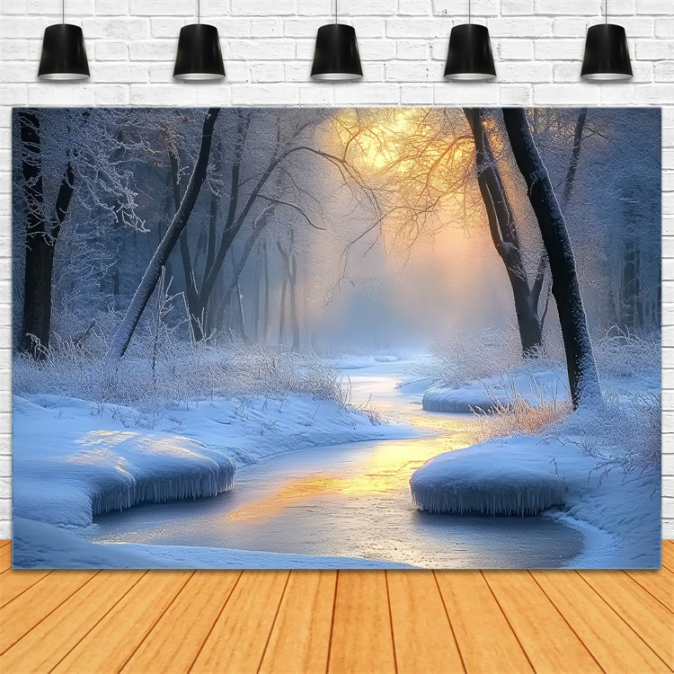 Winter Wonderland Backdrop Frost Forest Stream Backdrop UK BRP57-391