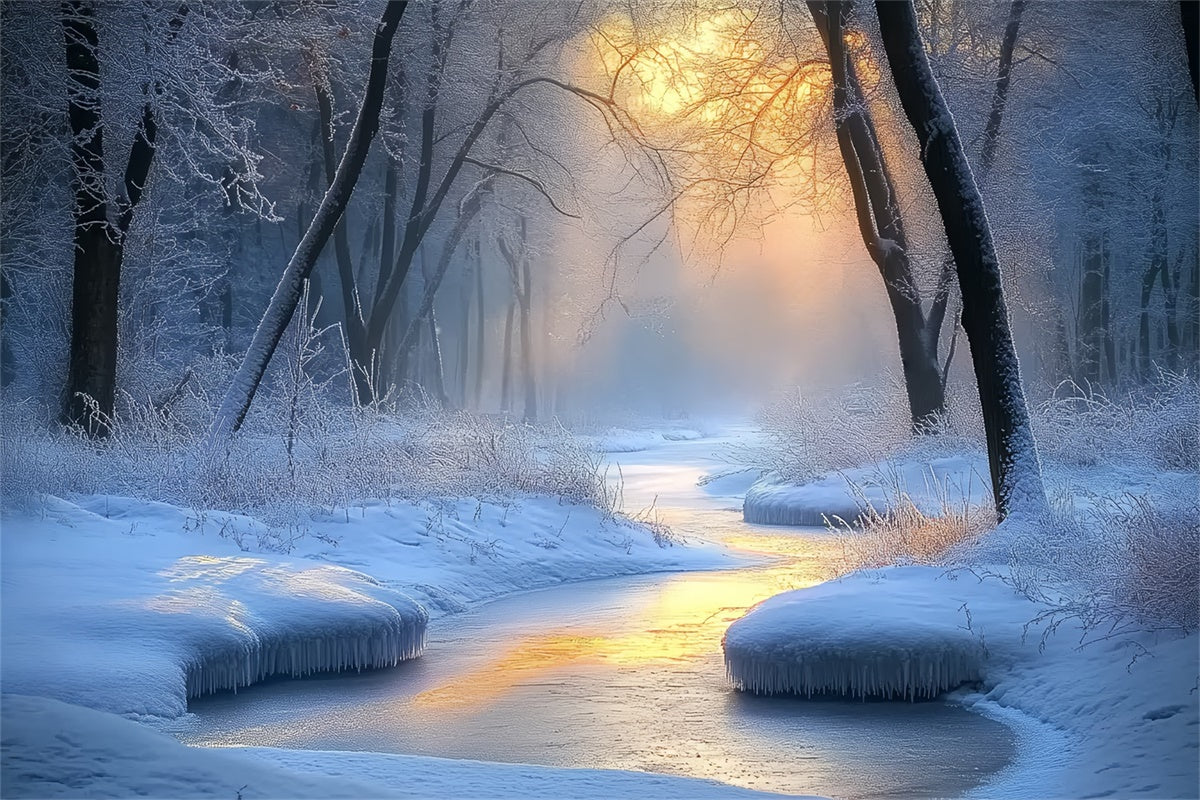 Winter Wonderland Backdrop Frost Forest Stream Backdrop UK BRP57-391