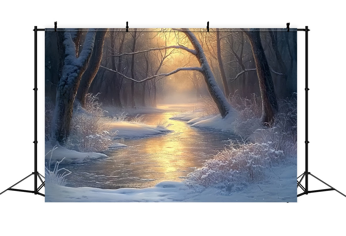 Winter Forest Backdrop Tranquil River Morning Backdrop UK BRP57-392