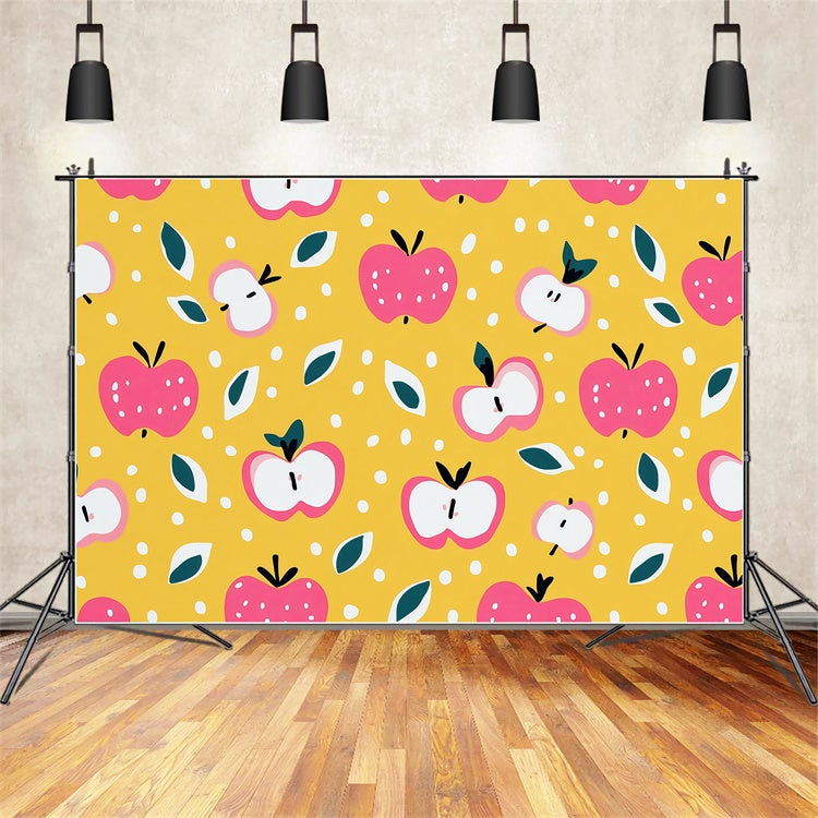 Back To School Photo Backdrop Cartoon Apple Pattern Backdrop UK BRP57-57