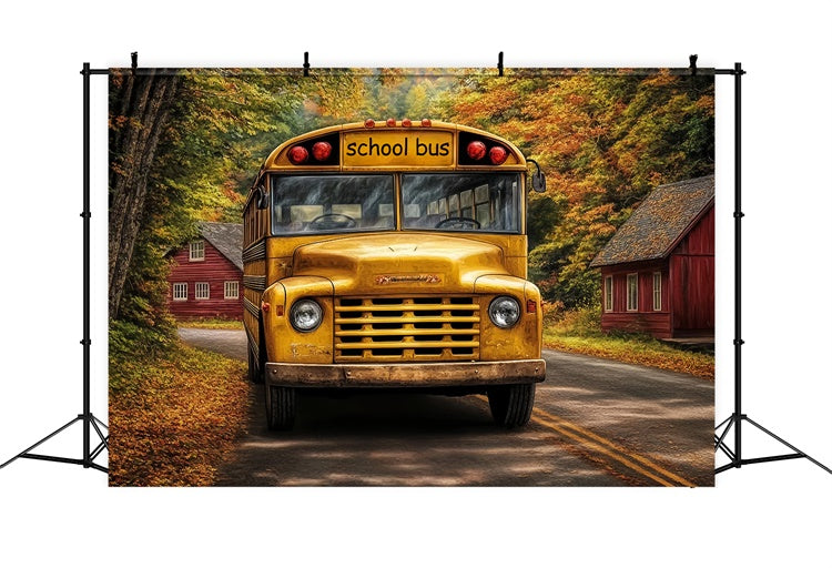 Back To School Backdrops Vintage Autumn Bus Backdrop UK BRP57-58
