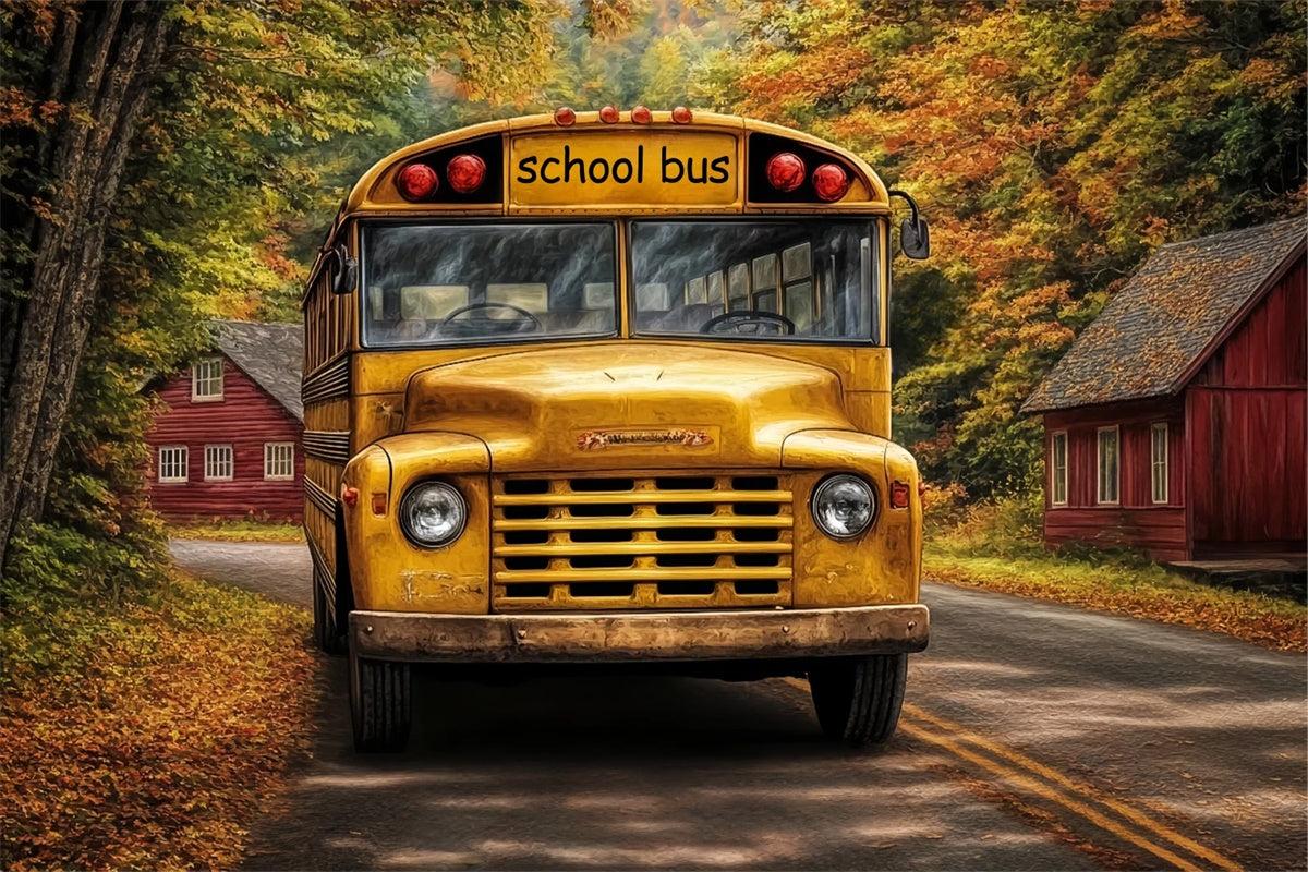Back To School Backdrops Vintage Autumn Bus Backdrop UK BRP57-58
