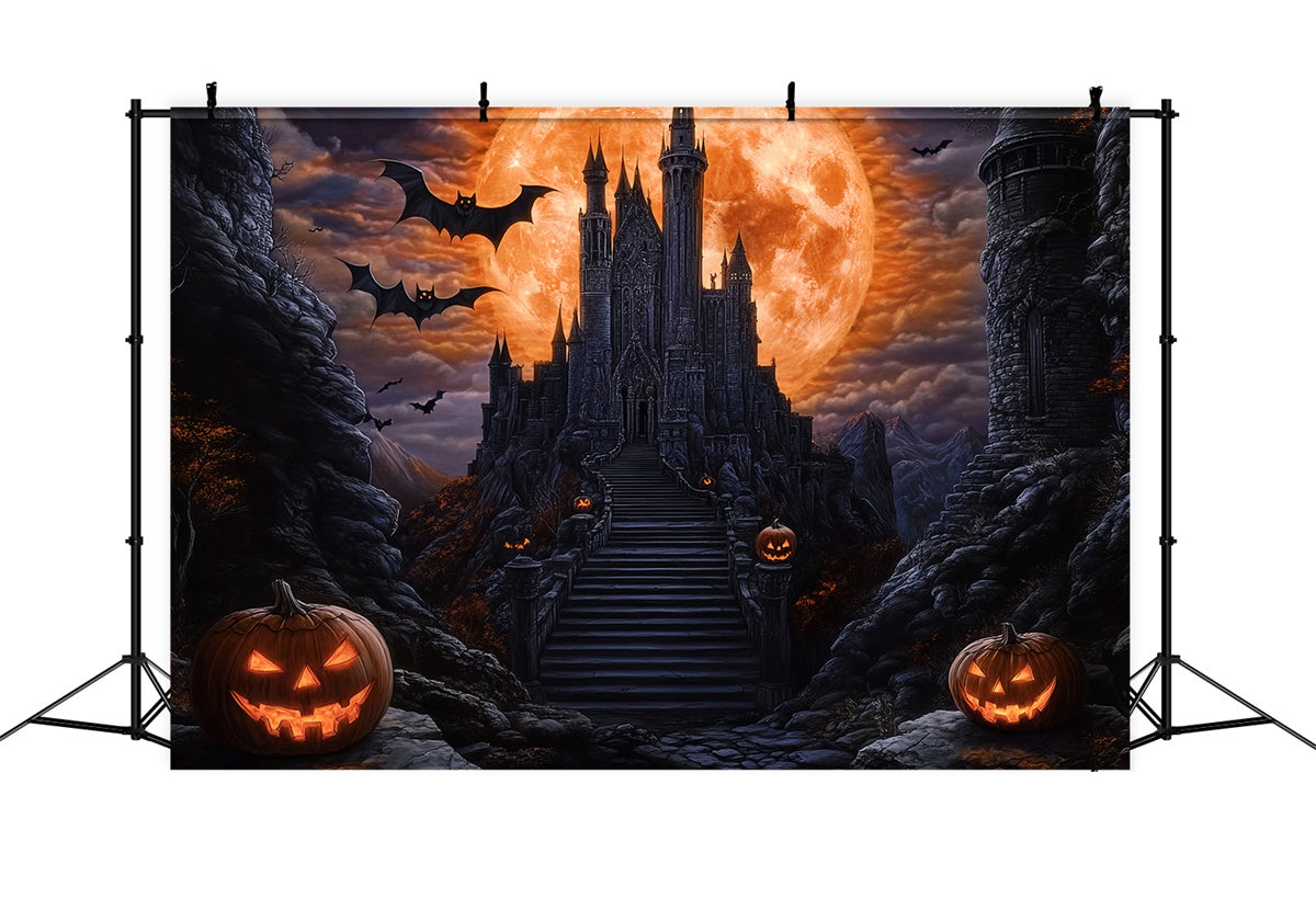 Halloween Moon Backdrop Blood Moon Bat Castle Backdrop UK BRP57-62