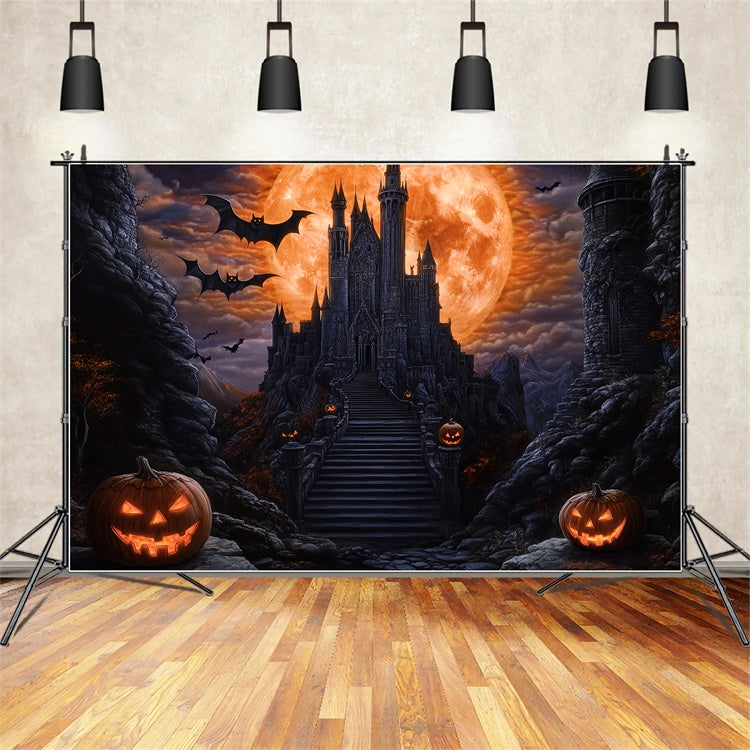 Halloween Moon Backdrop Blood Moon Bat Castle Backdrop UK BRP57-62