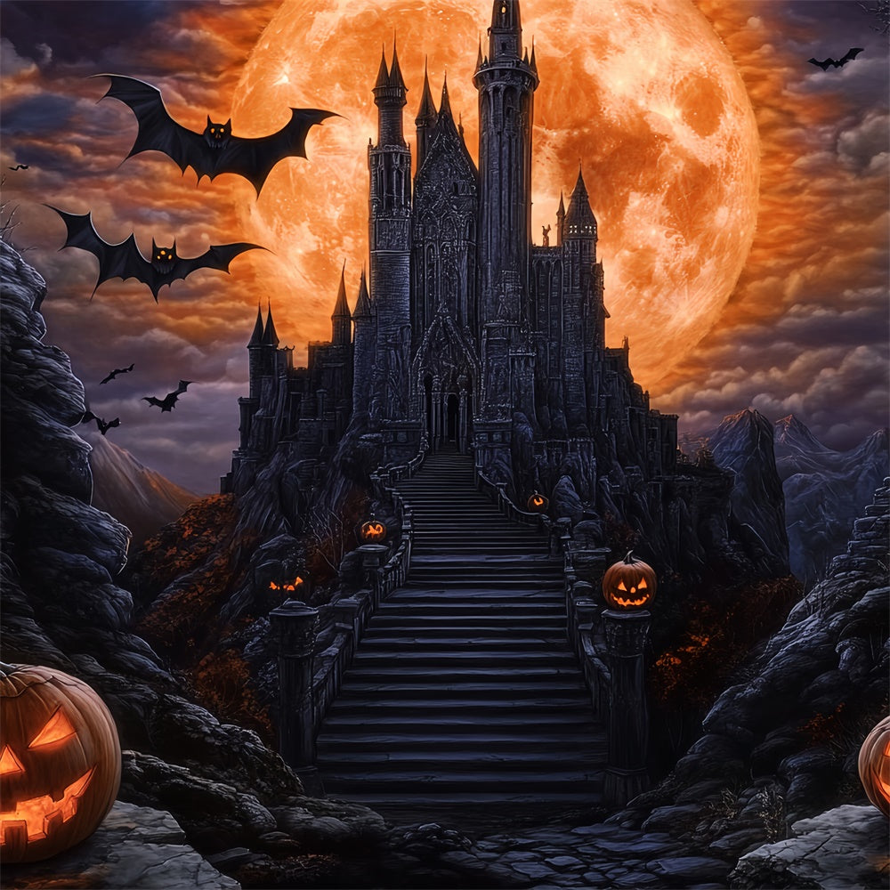 Halloween Moon Backdrop Blood Moon Bat Castle Backdrop UK BRP57-62