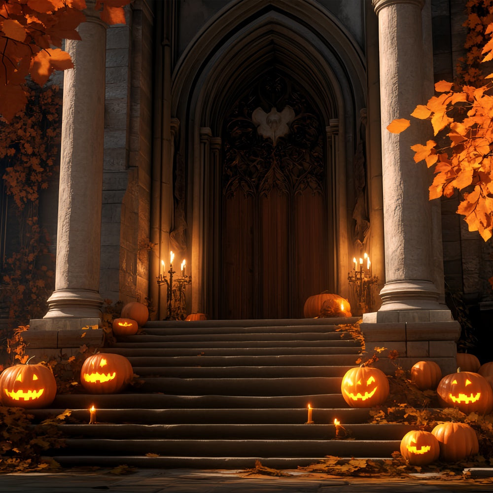 Halloween Photo Backdrop Pumpkin Porch Gothic Backdrop UK BRP57-66