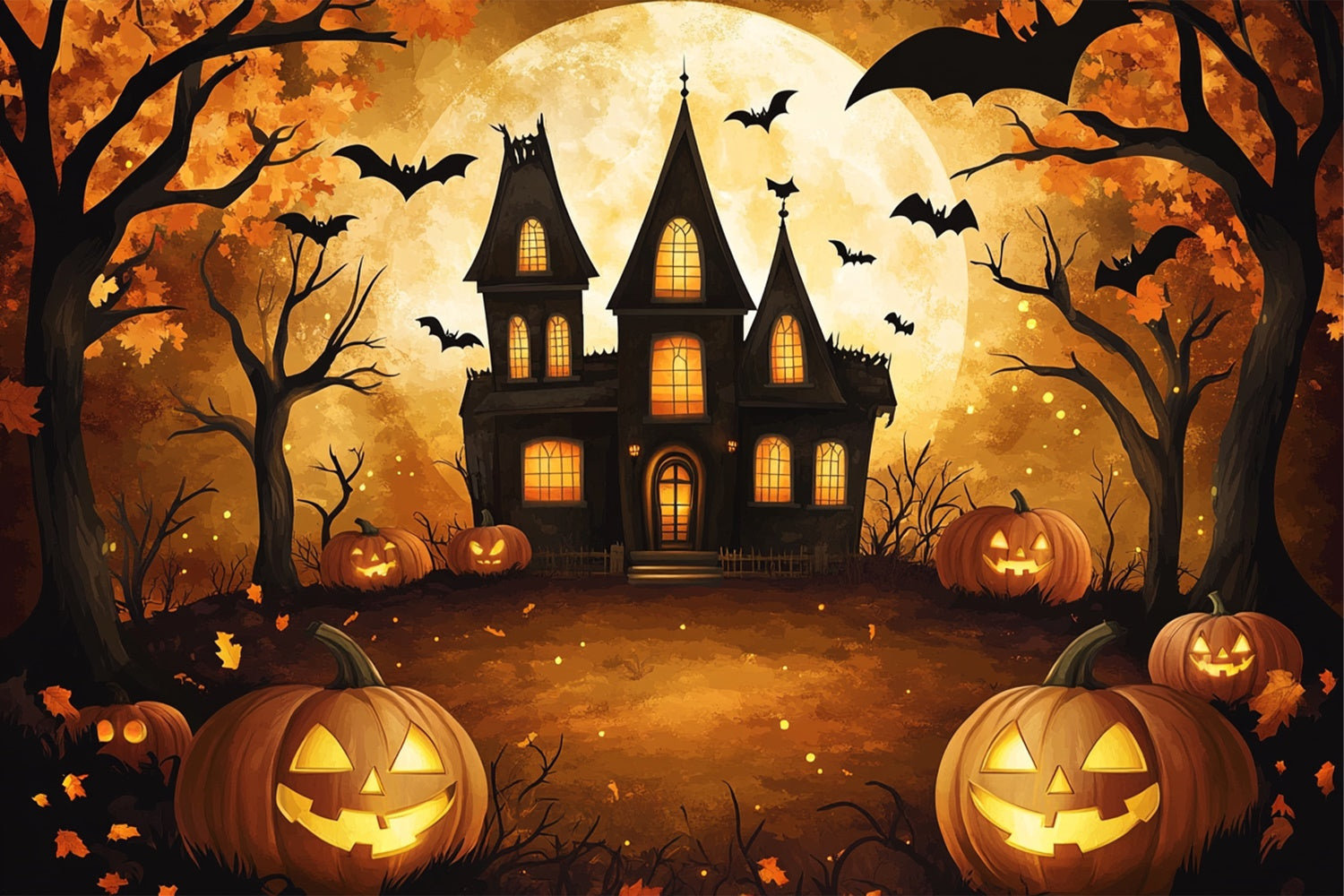 Haunted House Backdrop Spooky Cartoon Manor Backdrop UK BRP57-72