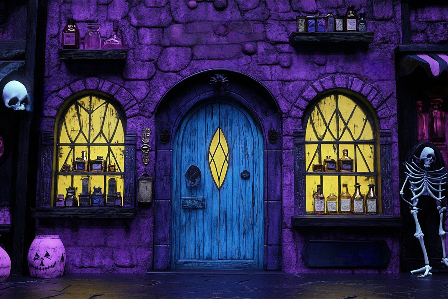 Halloween Backdrop Twilight Skull Spell Store Backdrop UK BRP57-74