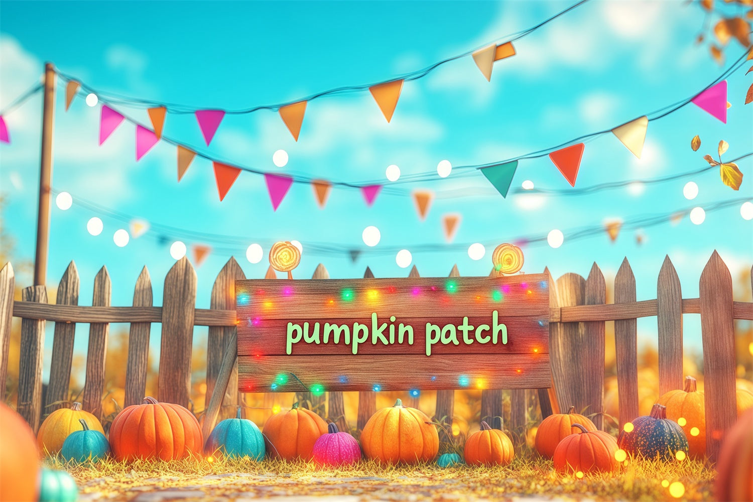 Halloween Party Backdrop Festival Lights Pumpkin Backdrop UK BRP57-75