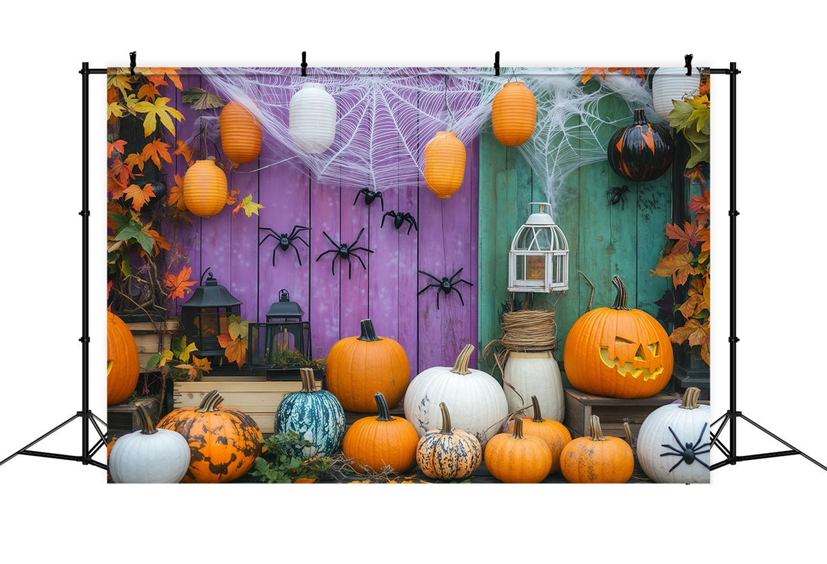 Halloween Photo Backdrop Spiderweb Pumpkin Wall Backdrop UK BRP57-78