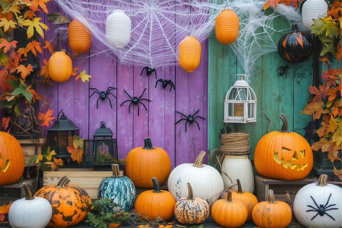 Halloween Photo Backdrop Spiderweb Pumpkin Wall Backdrop UK BRP57-78