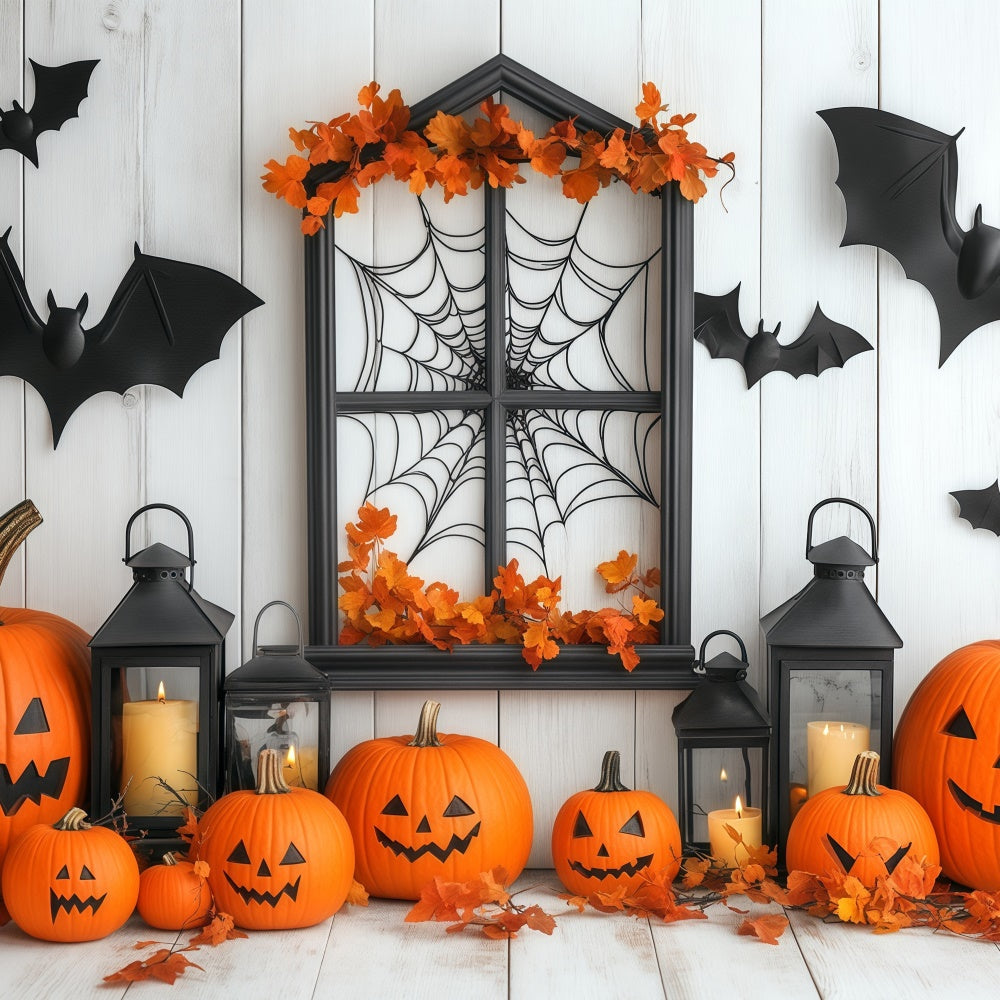 Halloween Wall Backdrop Cozy Candle Pumpkin Backdrop UK BRP57-80