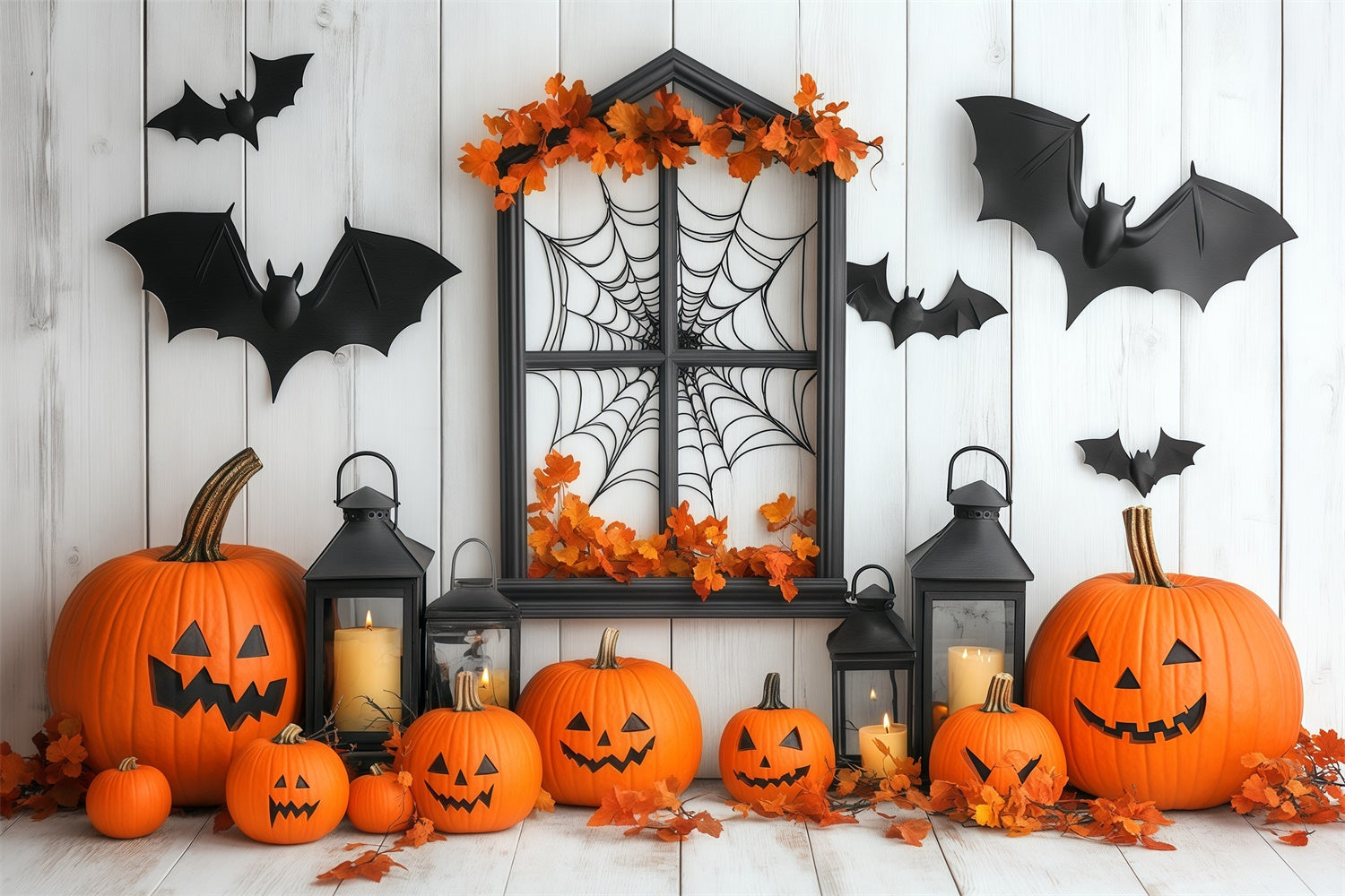 Halloween Wall Backdrop Cozy Candle Pumpkin Backdrop UK BRP57-80