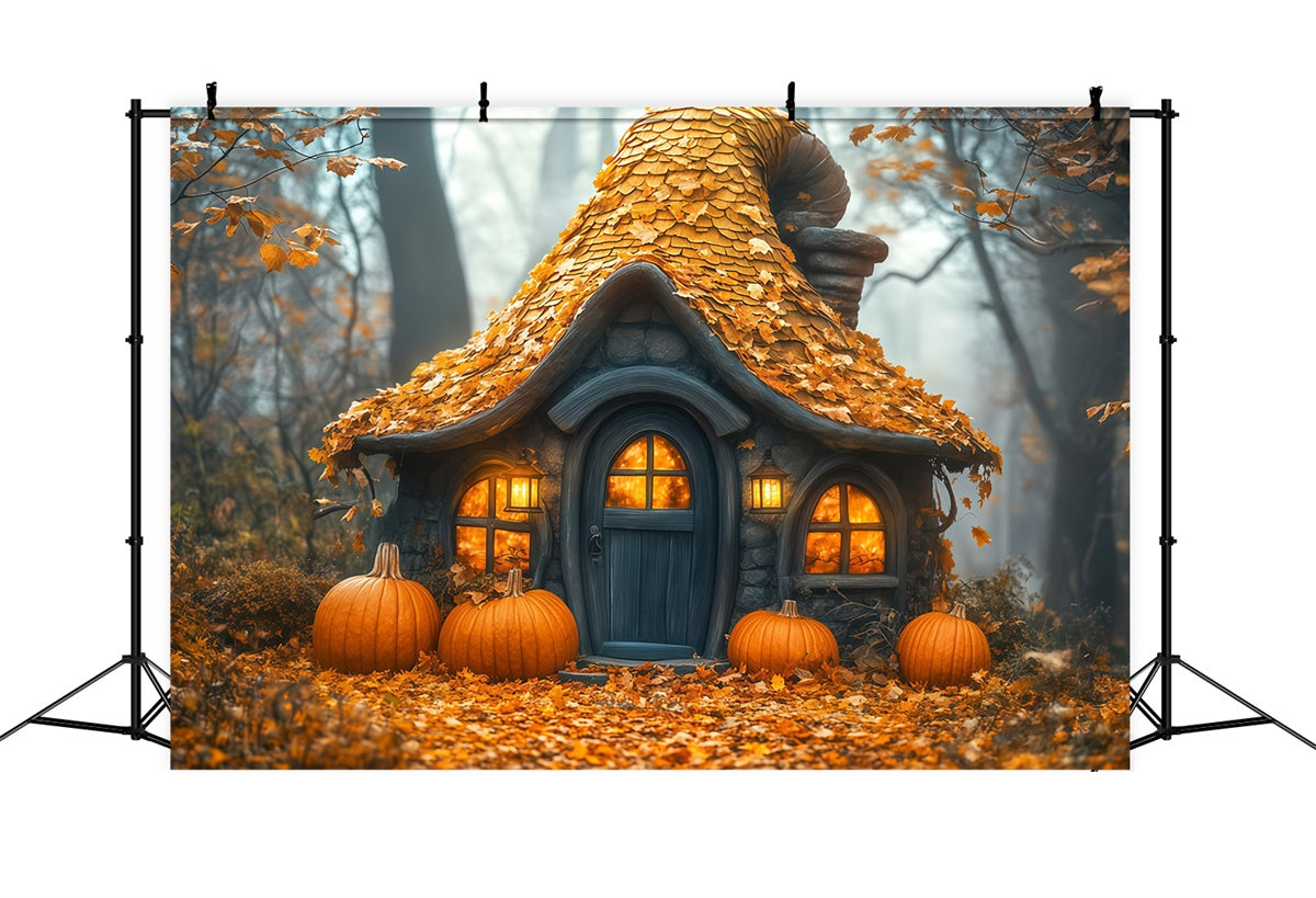 Halloween Backdrop Ideas Autumn Pumpkin Cottage Backdrop UK BRP57-86