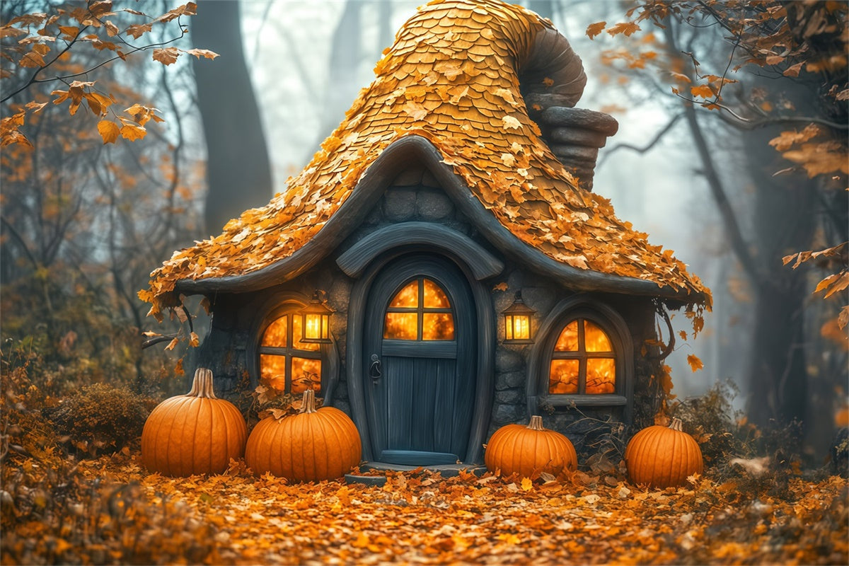 Halloween Backdrop Ideas Autumn Pumpkin Cottage Backdrop UK BRP57-86