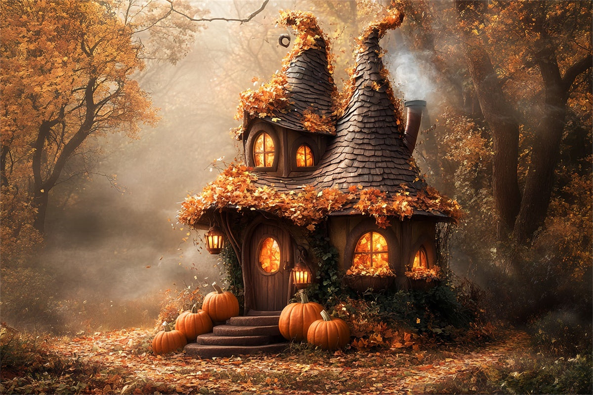 Halloween Backdrop Twisted Tower Magic Cabin Forest Backdrop UK BRP57-87