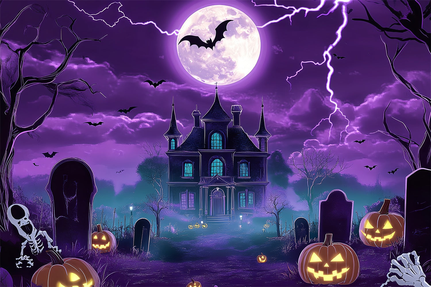 Halloween Moon Backdrop Fright Night Castle Backdrop UK BRP57-95
