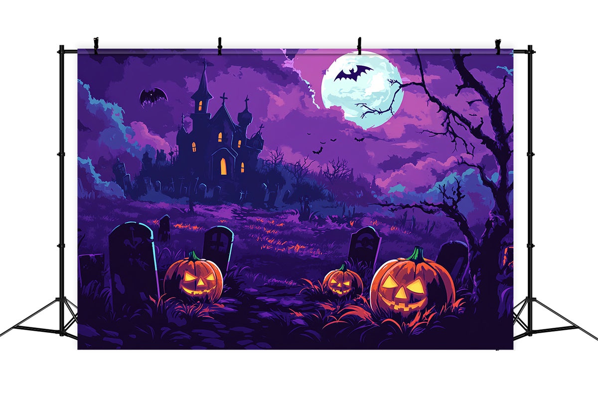 Scary Halloween Backdrop Moonlit Pumpkin Glow Backdrop UK BRP57-96
