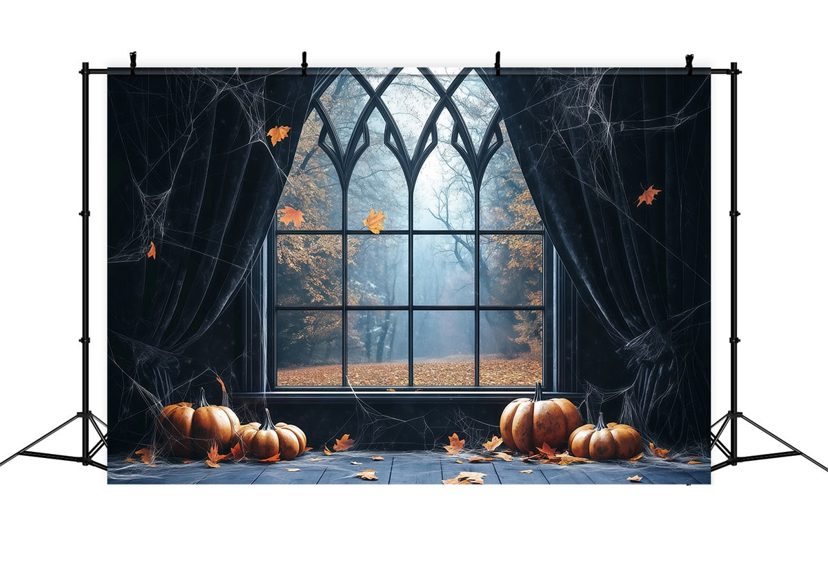 Halloween Backdrop Cobweb Curtains Gothic Window Backdrop UK BRP57-98