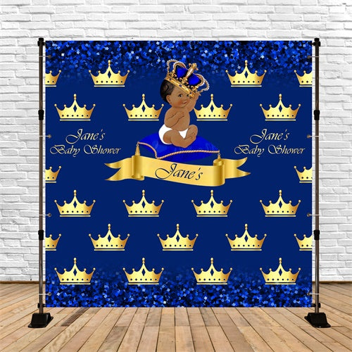 Baby Shower Backdrop Ideas Golden Crown Blue Custom Backdrop UK BRP6-13