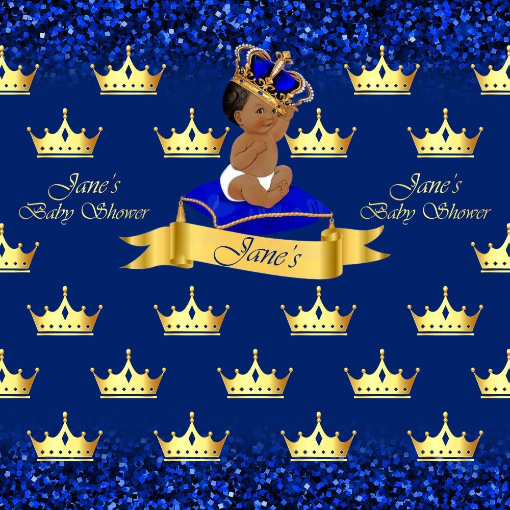 Baby Shower Backdrop Ideas Golden Crown Blue Custom Backdrop UK BRP6-13