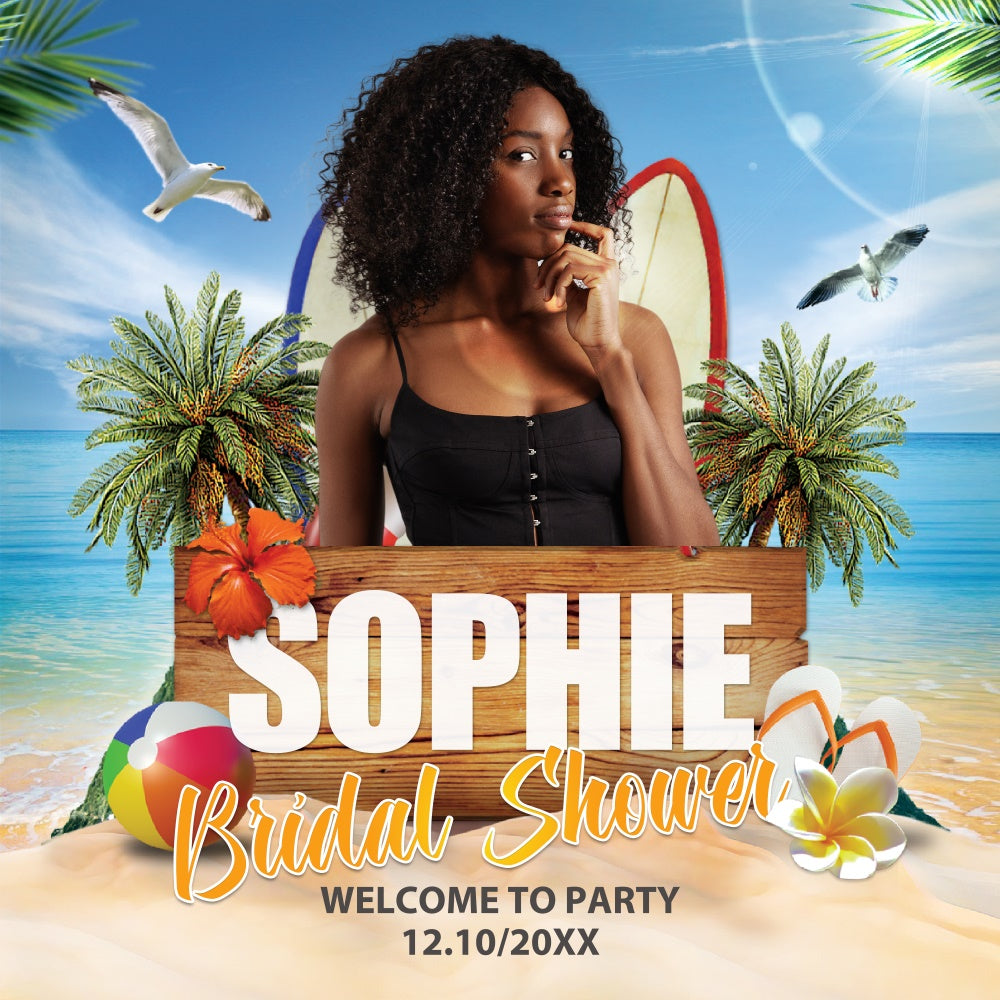 Beach Wedding Backdrop Tropical Hibiscus Bash Custom Backdrop UK BRP6-139