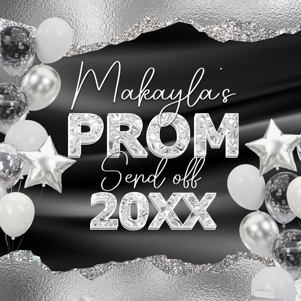 Prom Photo Backdrop Black Sparkle Customized Party Graduation Backdrop UK BRP6-157