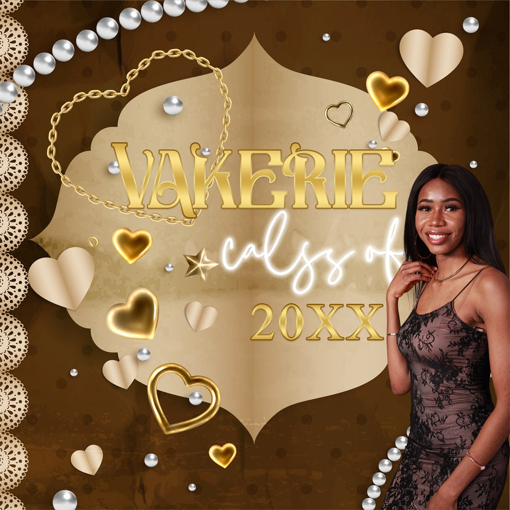Customized Graduation Backdrop Brown Luxe Pearl Party Graduation Backdrop UK BRP6-164