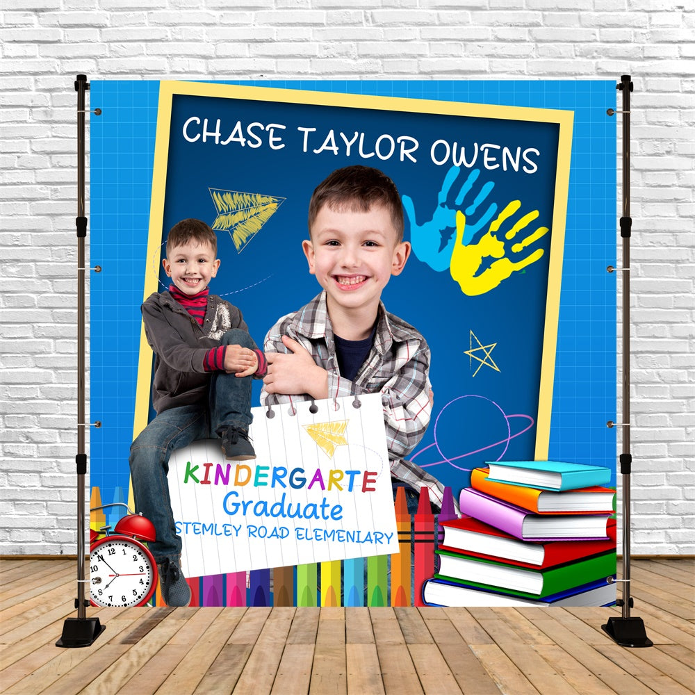 Preschool Graduation Backdrop Rainbow Handprint Custom Party Graduation Backdrop UK BRP6-168
