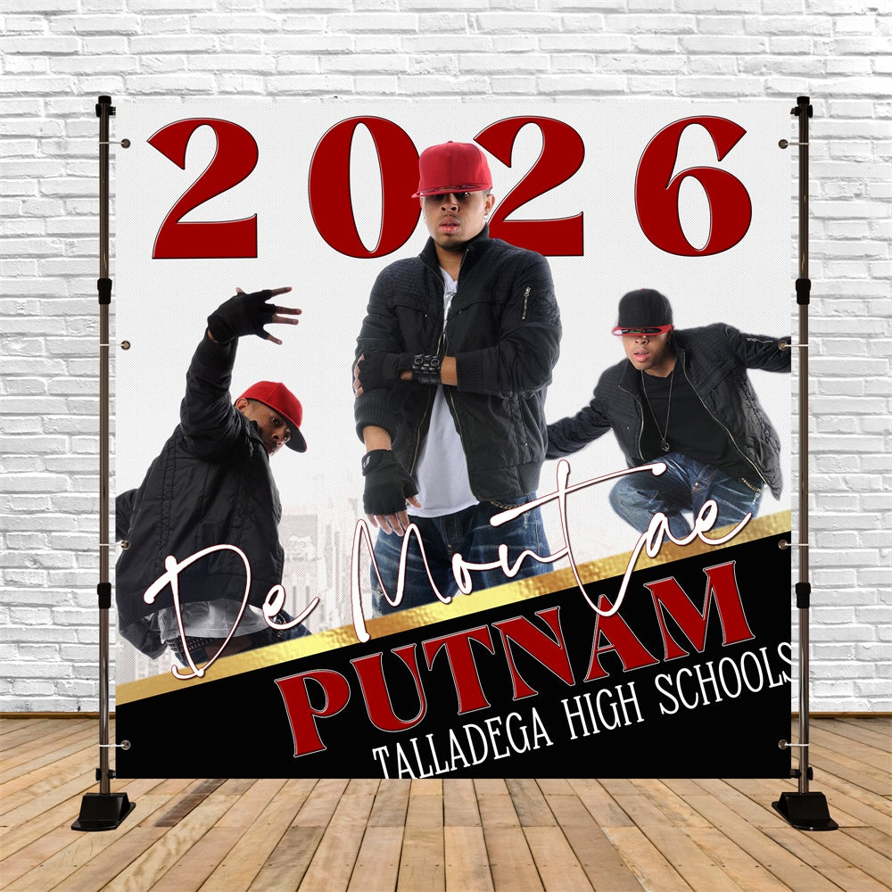 Personalized Graduation Backdrop Black Red Energy Party Graduation Backdrop UK BRP6-170