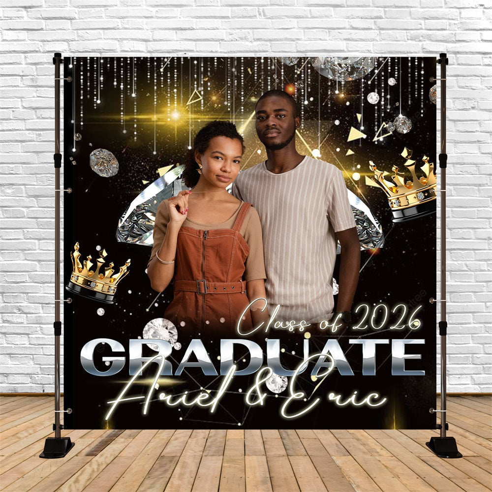 Backdrop Graduation Golden Shine Personalized Party Graduation Backdrop UK BRP6-174