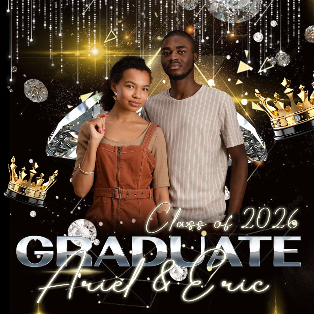 Backdrop Graduation Golden Shine Personalized Party Graduation Backdrop UK BRP6-174