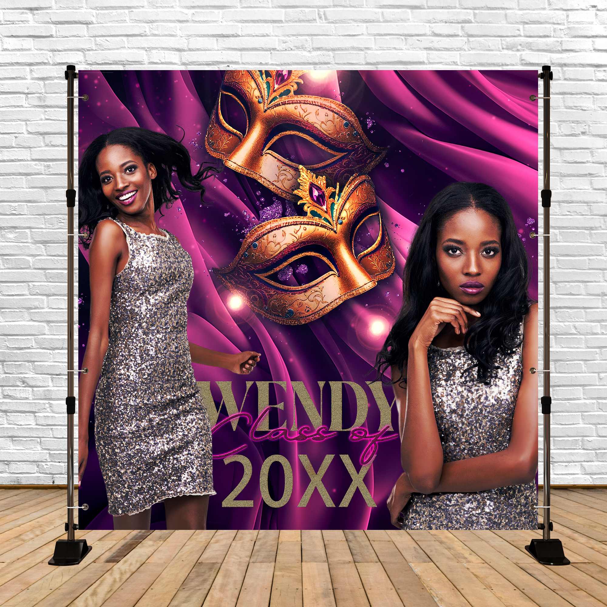 Customized Graduation Backdrop Purple Masquerade Party Graduation Backdrop UK BRP6-180