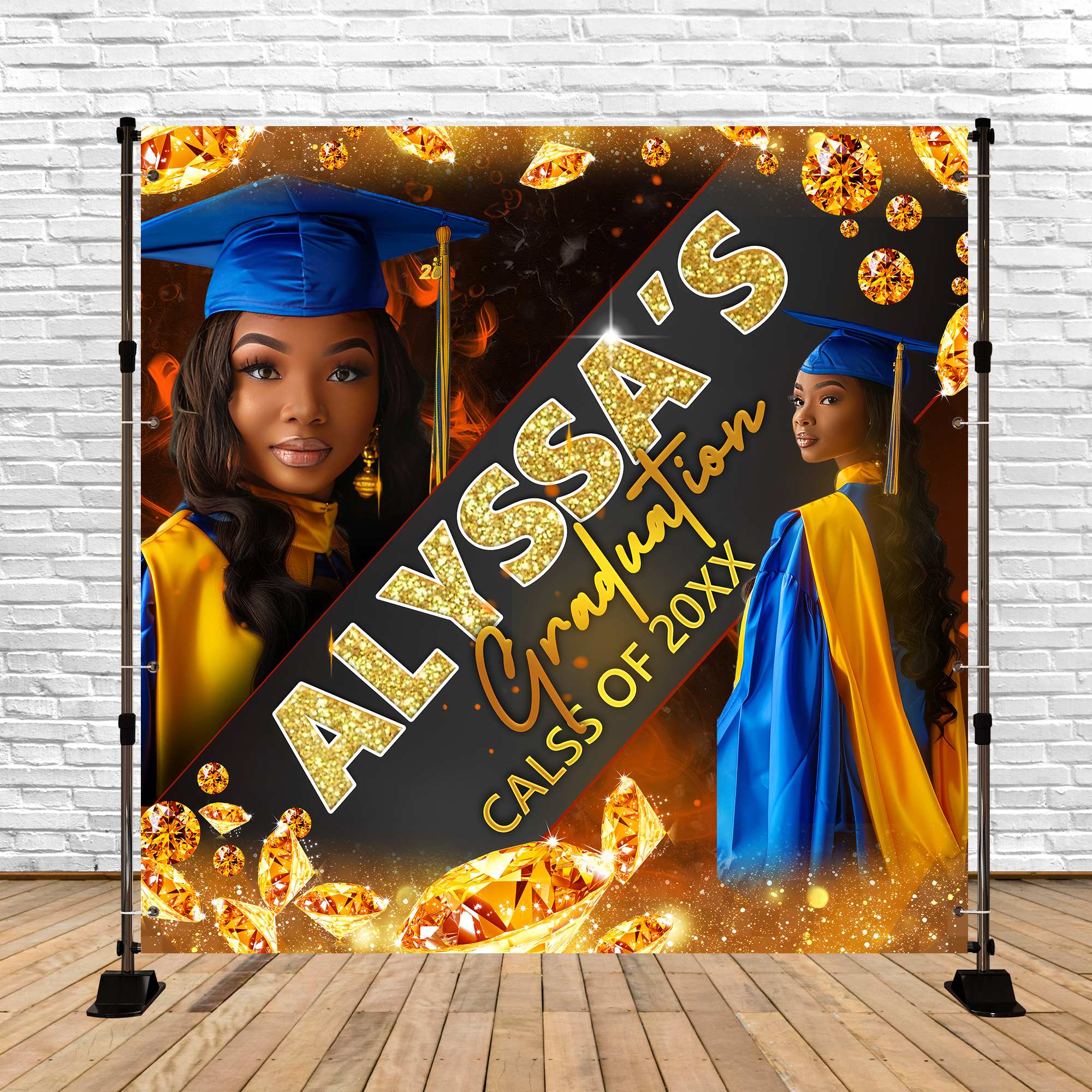 Graduation Backdrop Jewel Spark Personalized Party Graduation Backdrop UK BRP6-183