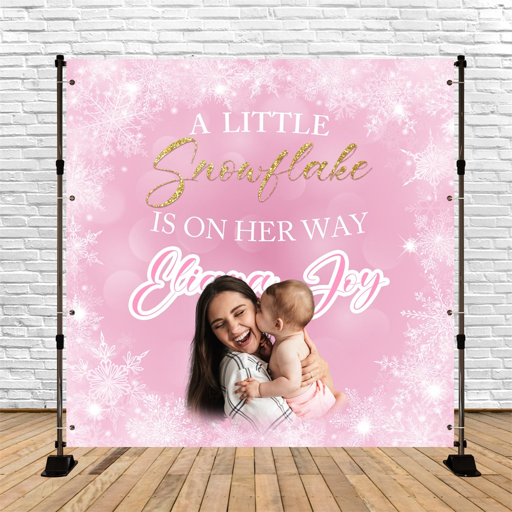 Baby Shower Backdrops Sparkling Snowflake Custom Backdrop UK BRP6-19