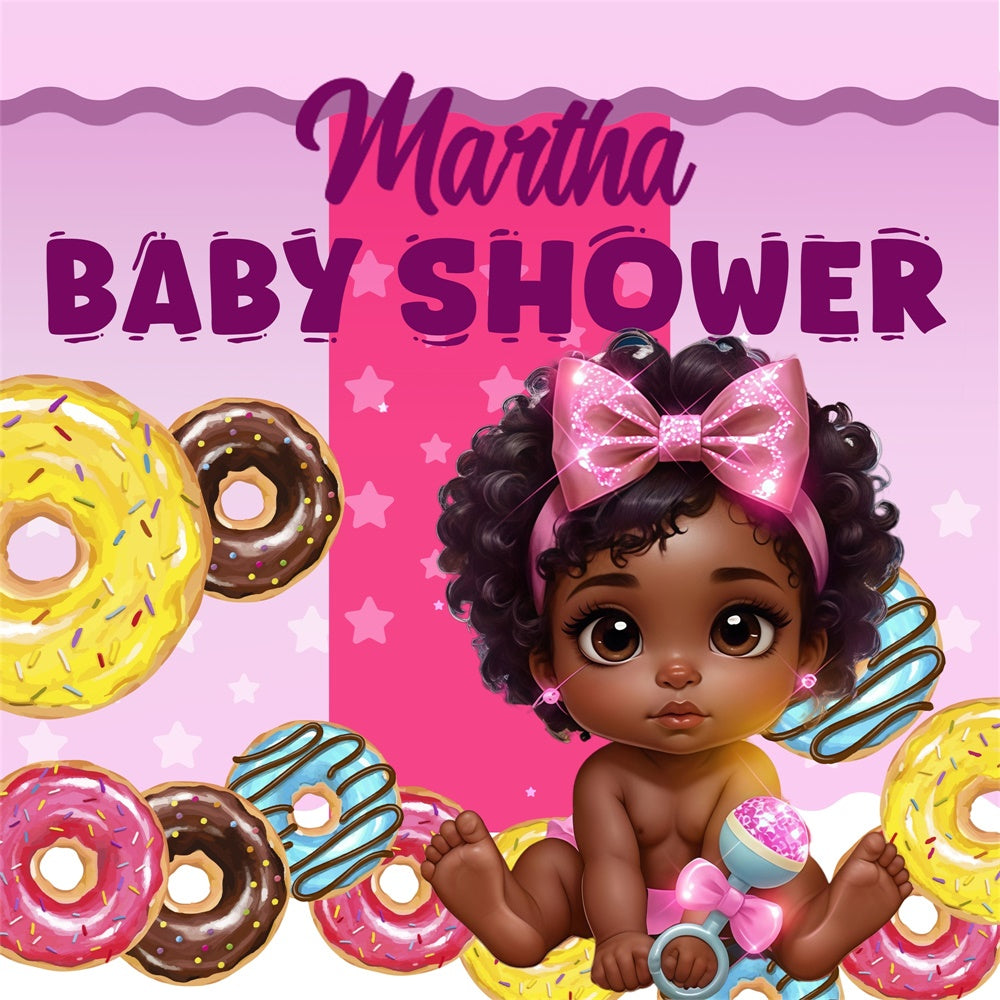 Backdrop For Baby Shower Vanilla Donut Party Custom Backdrop UK BRP6-210
