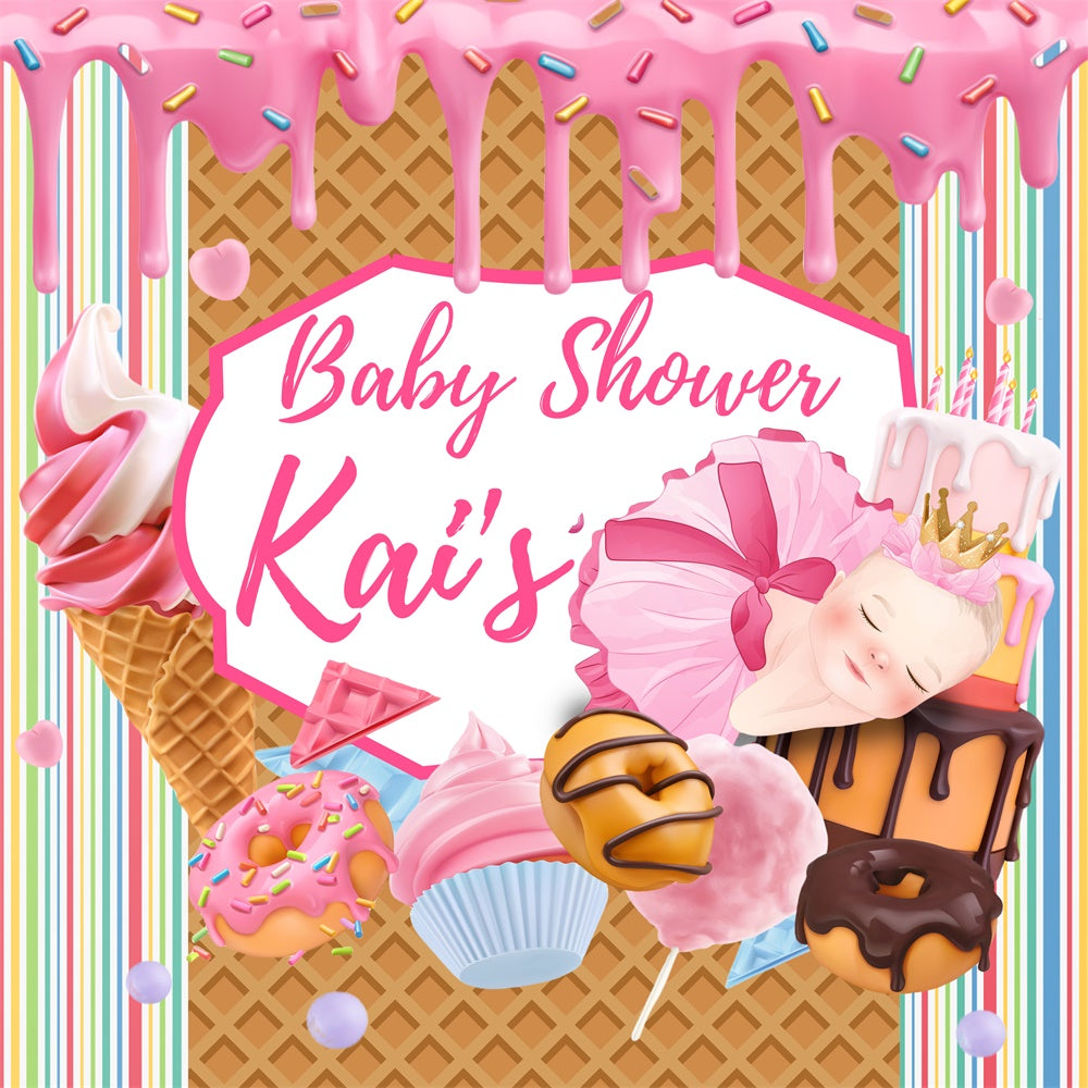 Backdrops For Baby Shower Sweet Treats Customized Backdrop UK BRP6-214