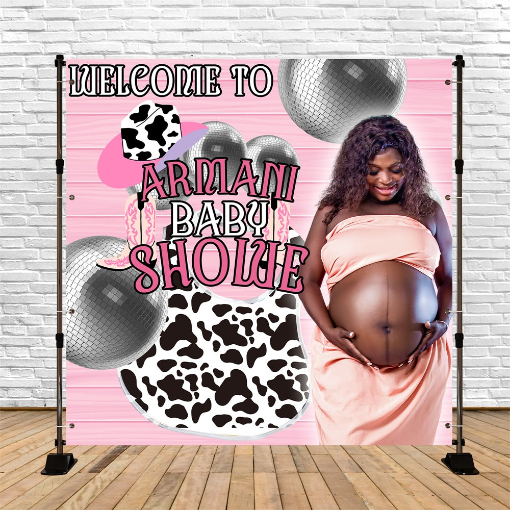 Baby Shower Photo Backdrop Disco Cowgirl Custom Backdrop UK BRP6-216