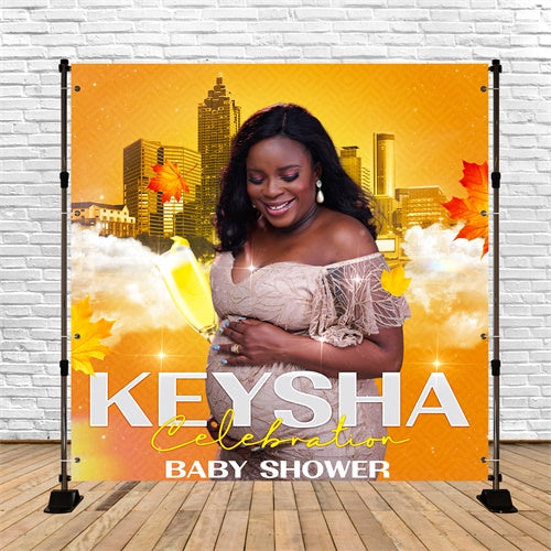 Baby Shower Backdrop Golden Skyline Urban Custom Backdrop UK BRP6-219