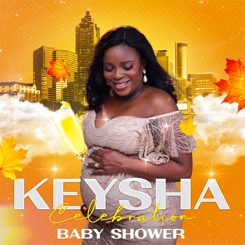 Baby Shower Backdrop Golden Skyline Urban Custom Backdrop UK BRP6-219
