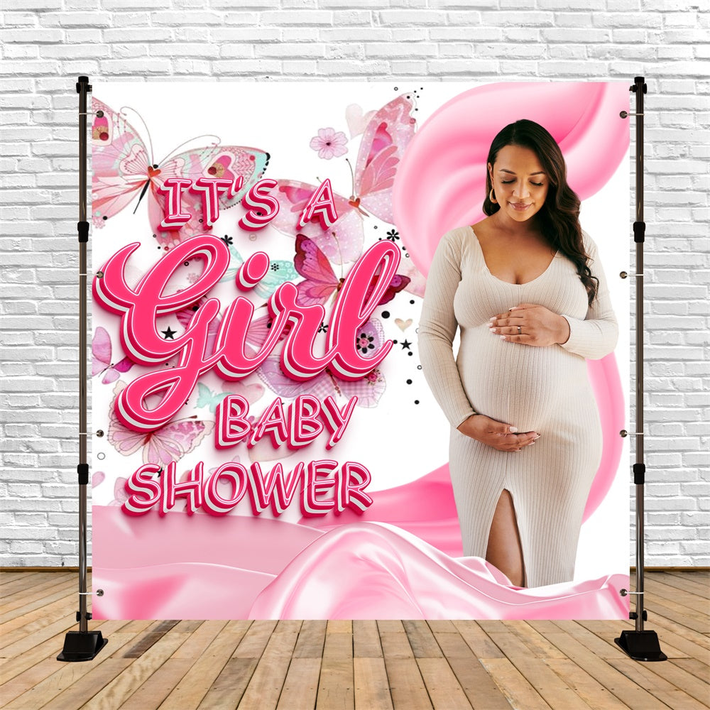 Baby Shower Backdrops Butterfly Bliss Pink Customized Backdrop UK BRP6-230