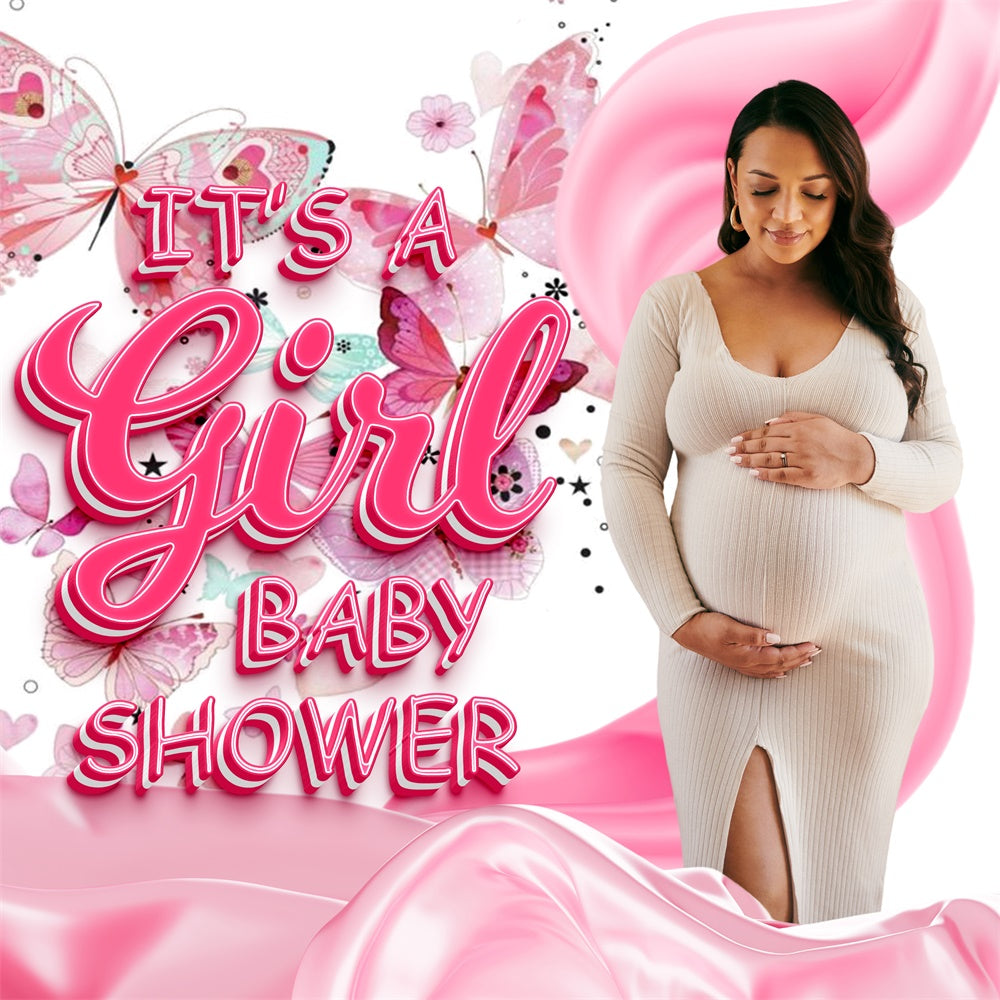 Baby Shower Backdrops Butterfly Bliss Pink Customized Backdrop UK BRP6-230