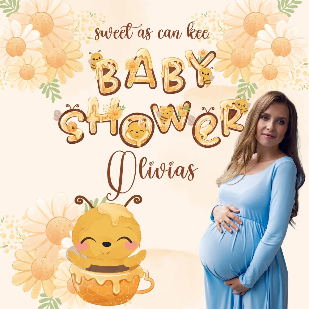 Baby Shower Backdrop Honey Bee Floral Personalized Backdrop UK BRP6-27